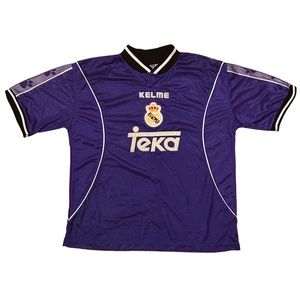 REAL MADRID Soccer Jersey Mens Large Purple Spain Futbol Kelme Teka Away Shirt